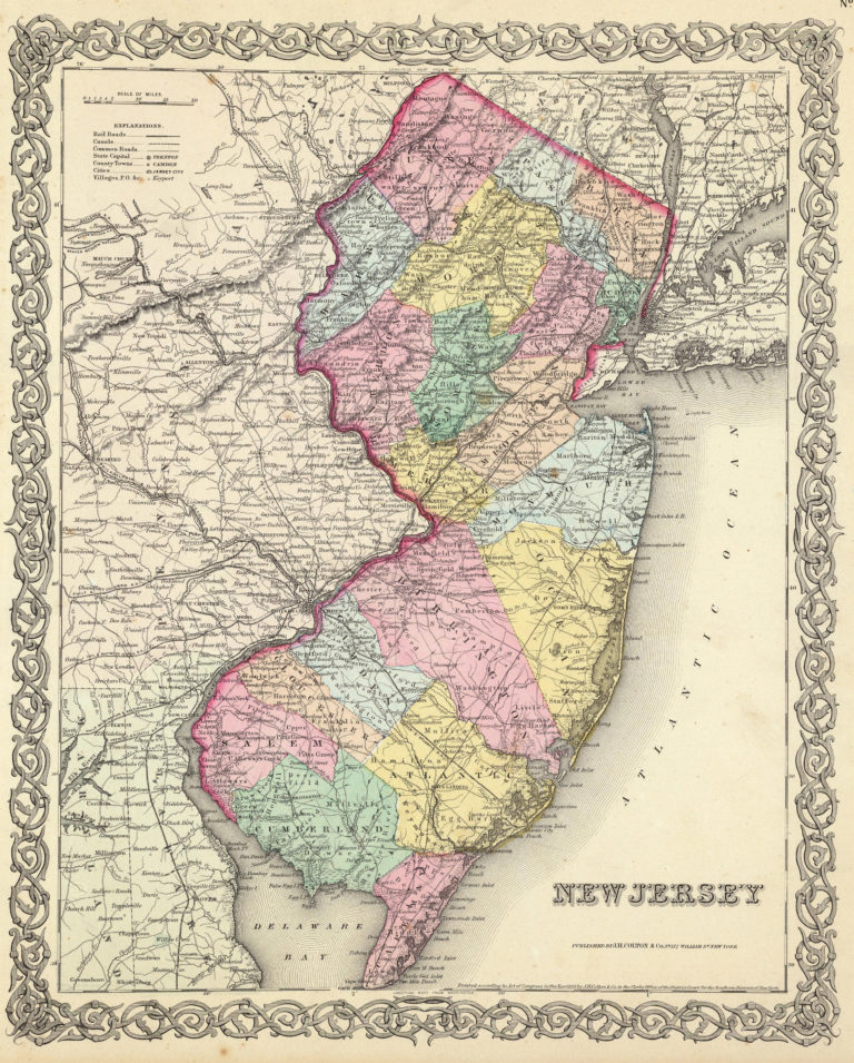 Old Historical City, County and State Maps of New Jersey