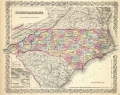 Old Historical City, County and State Maps of North Carolina