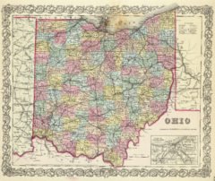 1856 State Map of Ohio with Vicinity of Cleveland