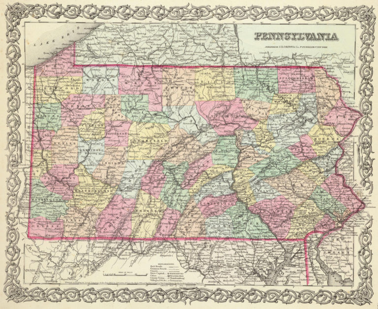 Old Historical City, County and State Maps of Pennsylvania from 1673