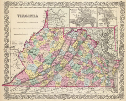 Old Historical City, County and State Maps of Virginia