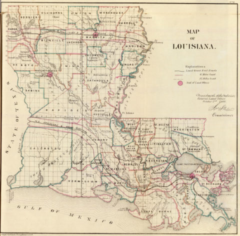 Old Historical City, Parish and State Maps of Louisiana