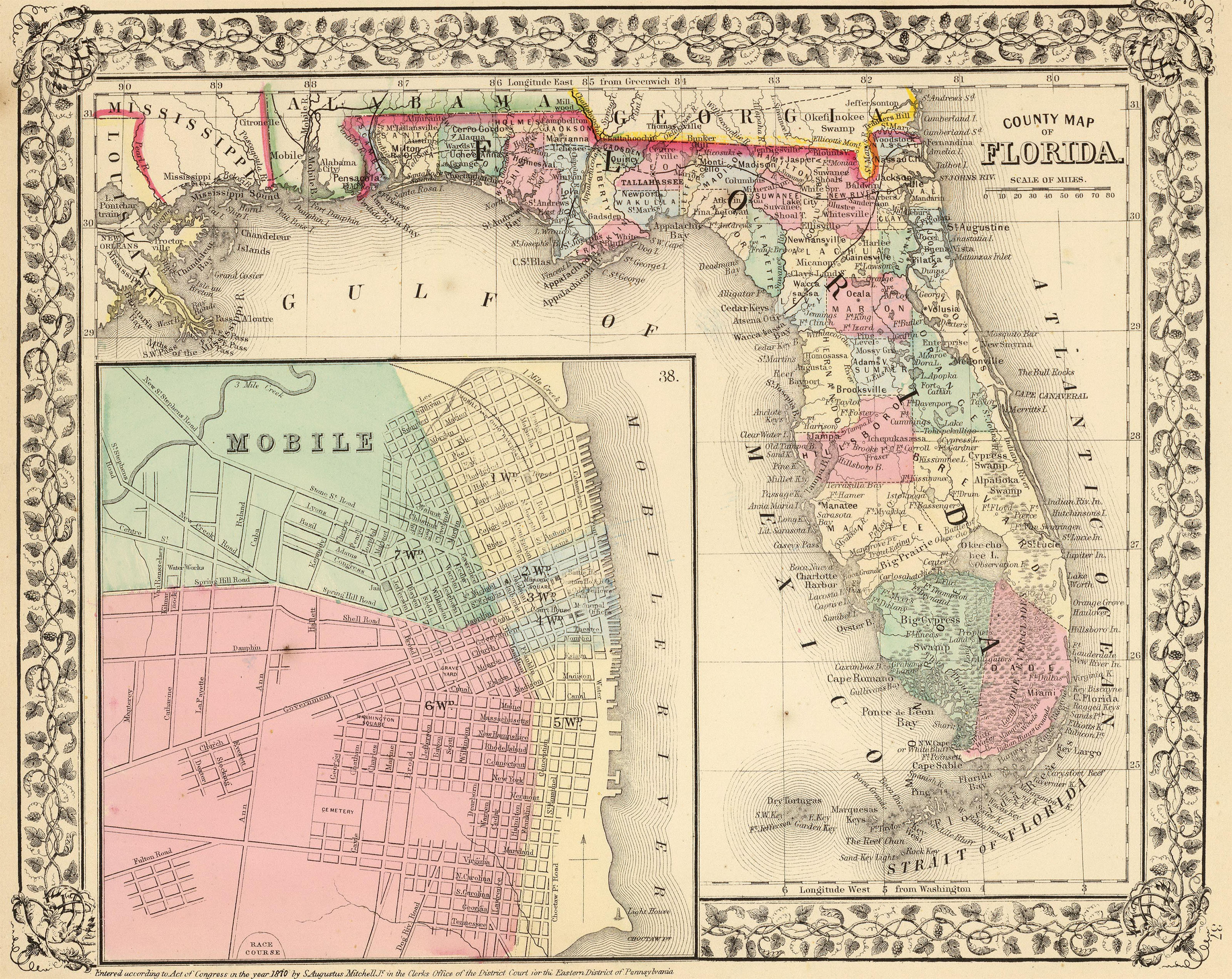 Map of Florida (USA) and inset map of Hillsborough County showing the