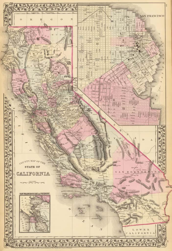 Old Historical City, County and State Maps of California