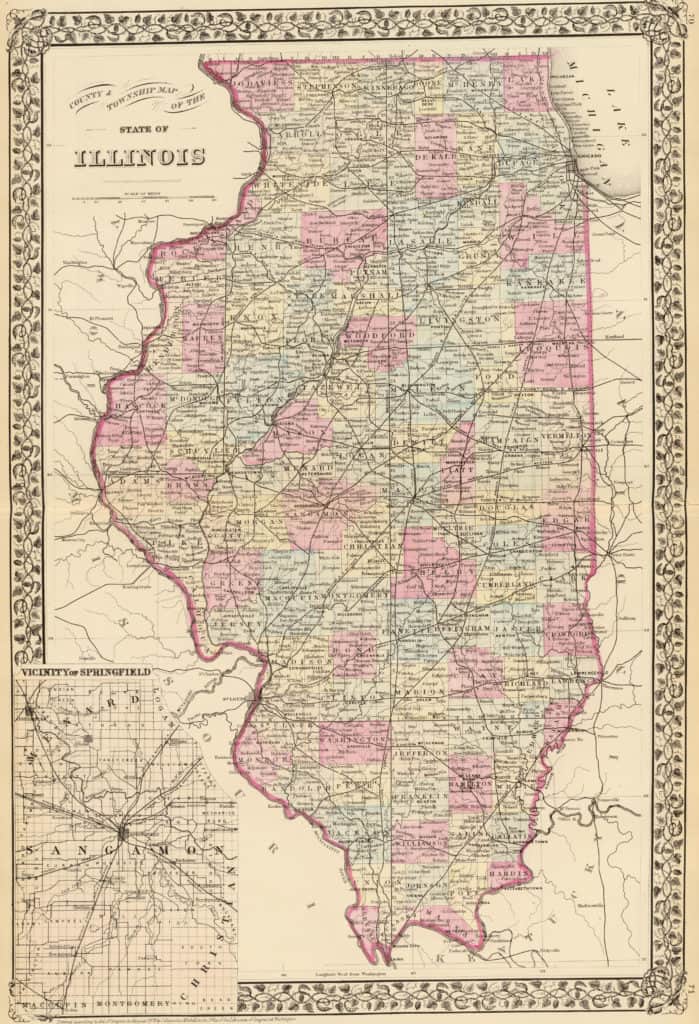 Old Historical City, County and State Maps of Illinios