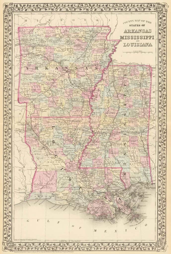 Old Historical City, County and State Maps of Arkansas