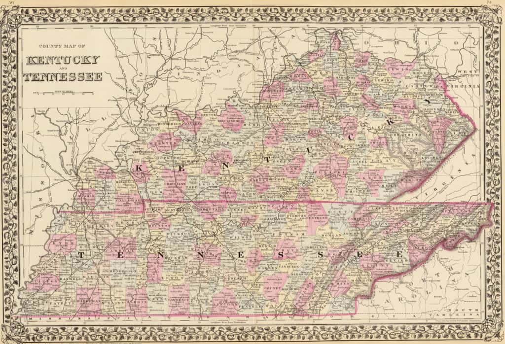 Old Historical State, County and City Maps of Kentucky