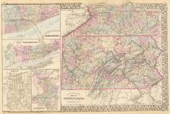 1880 State and County Map of Pennsylvania with Harrisburg, Williamsport, Erie and Scranton