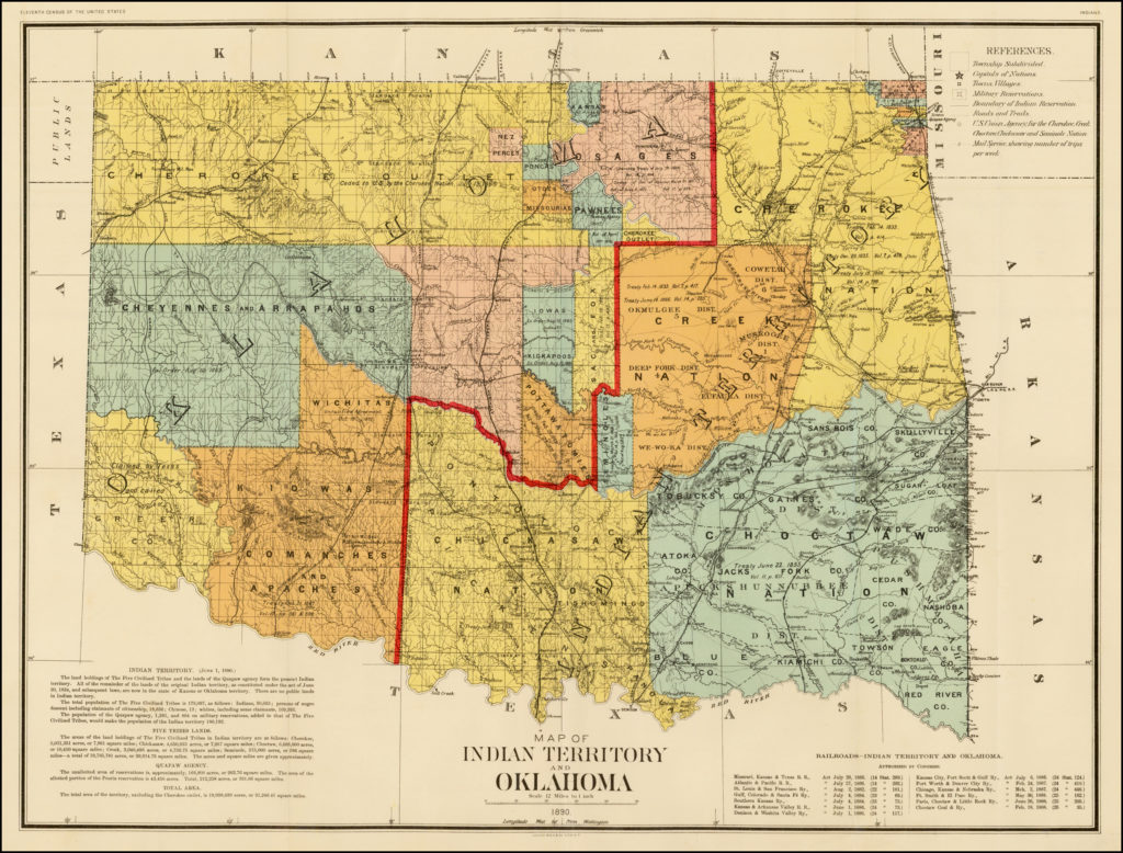 Old Historical City, County and State Maps of Oklahoma