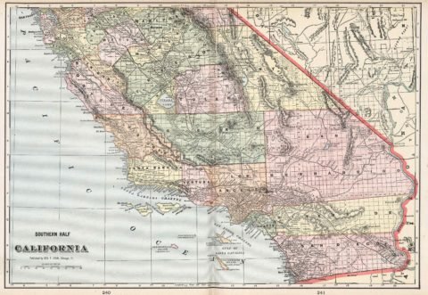 1901 Map of Southern California from Cram's atlas of the world, ancient and modern