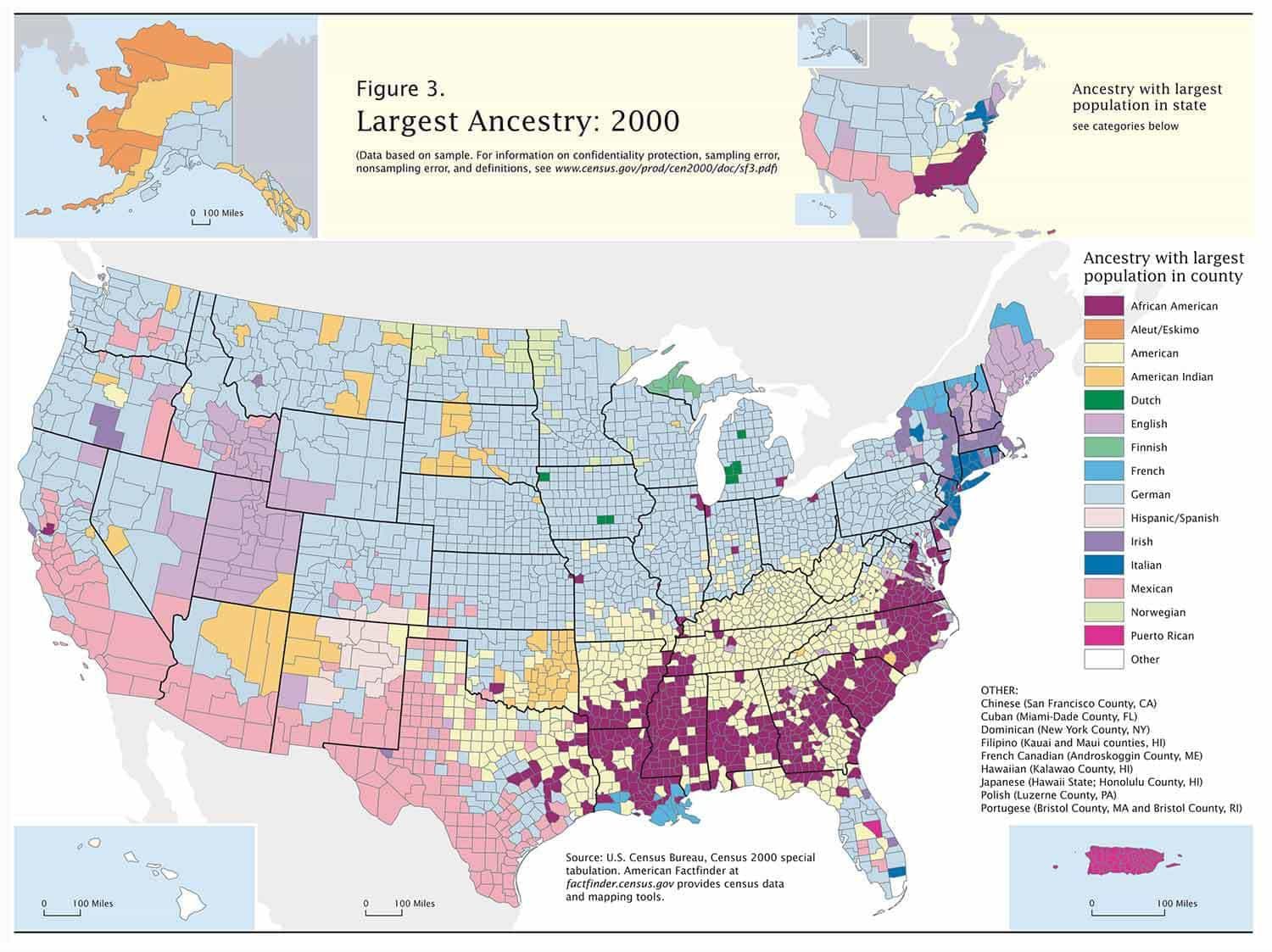 Census 2000 Data Top US Ancestries by County