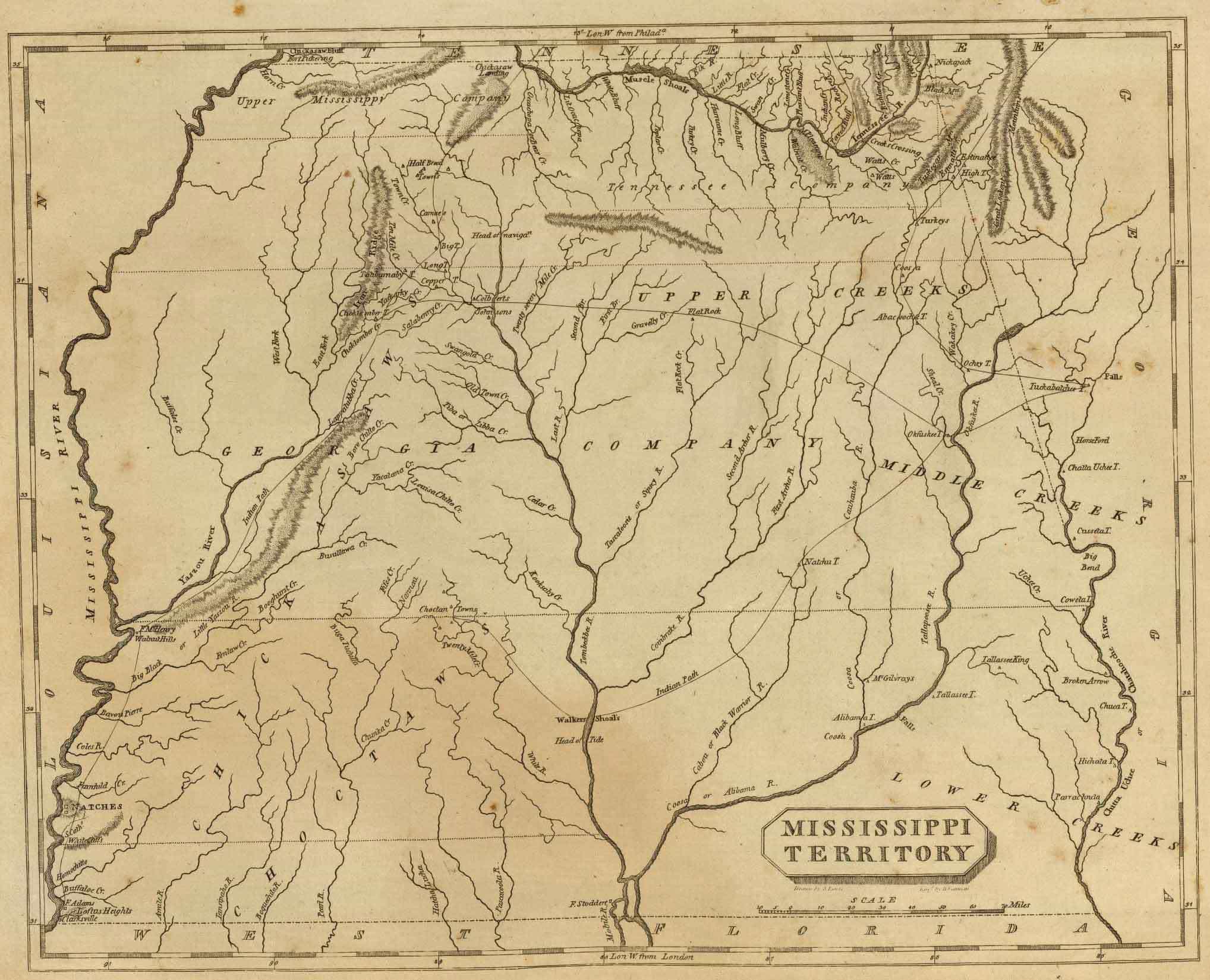 1812 Map of Mississippi Territory