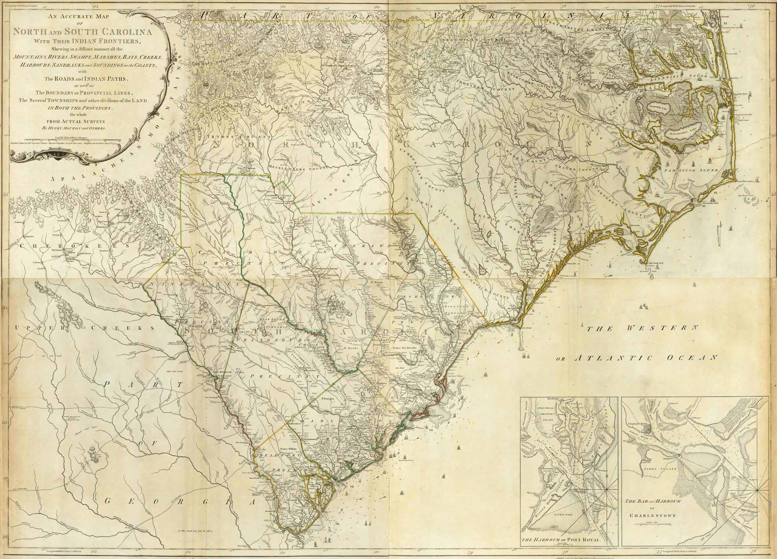 1776 Map of South Carolina and North Carolina