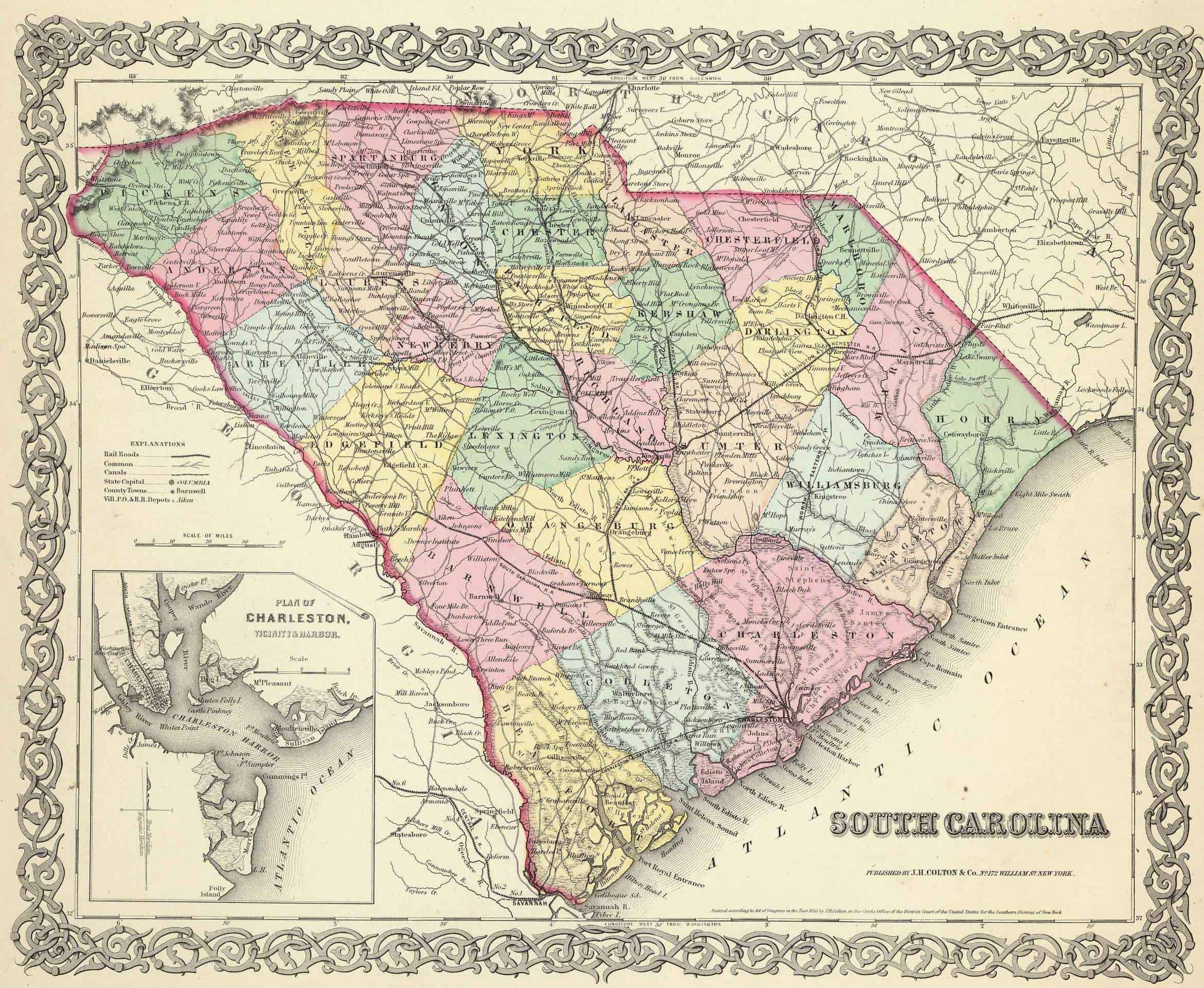 1856 Map of South Carolina
