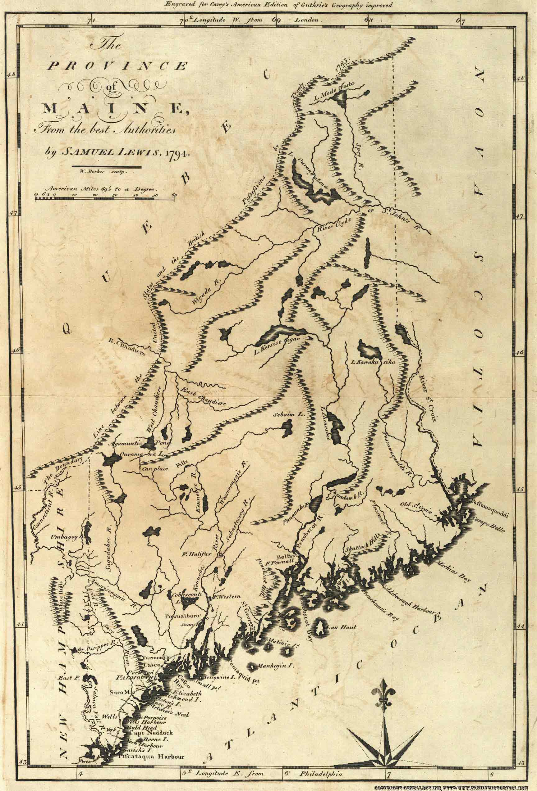 1795 Map of Maine Province , From the best Authorities
