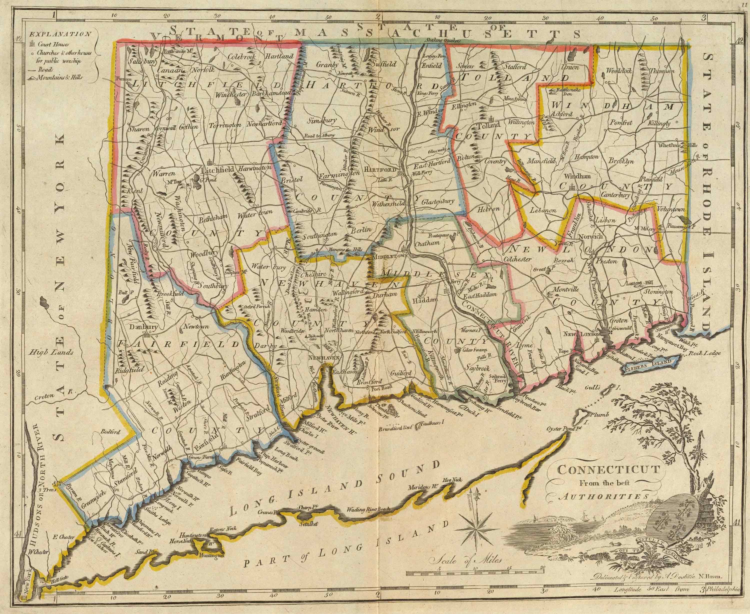 1814 Map of Connecticut