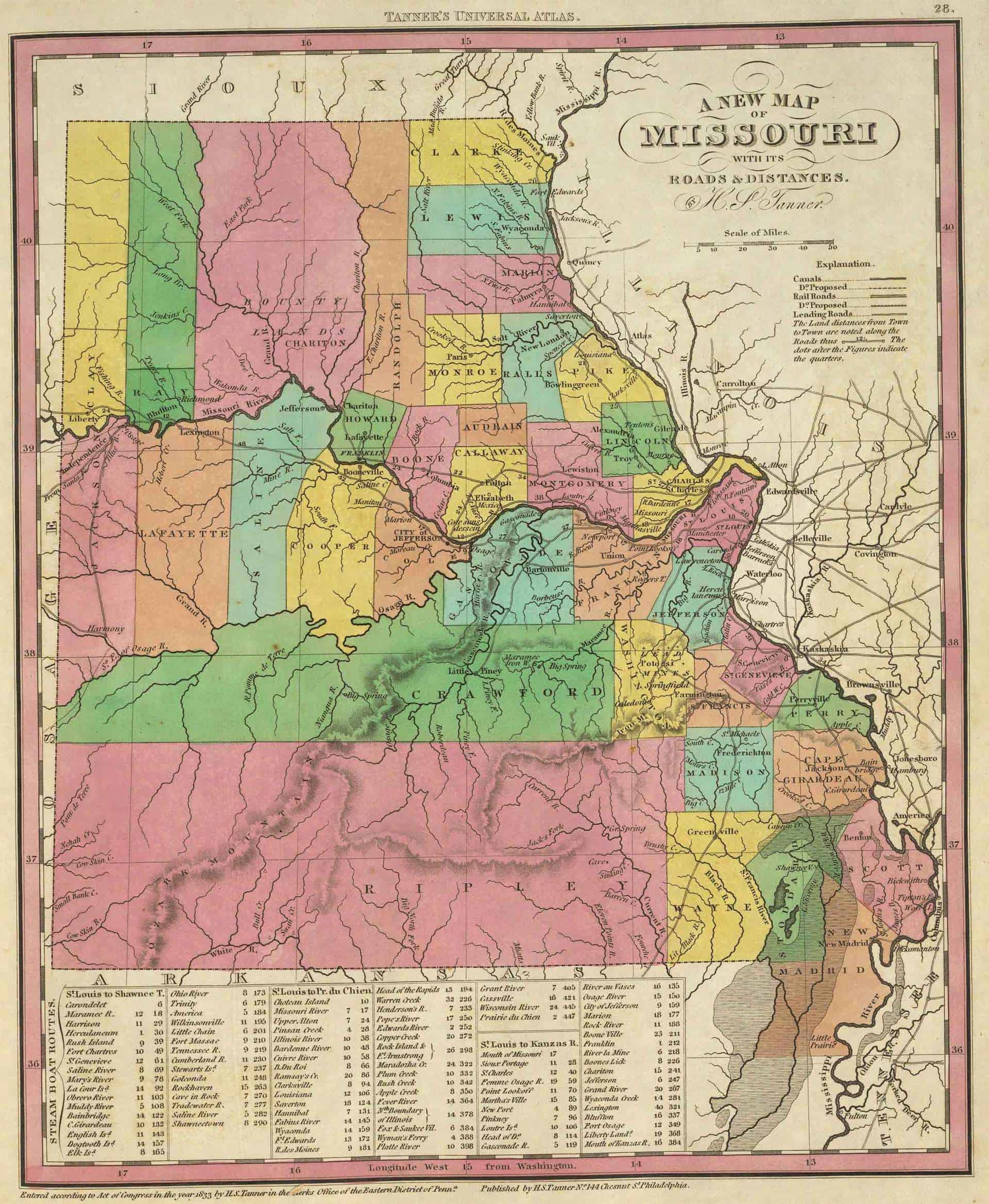 1836 Map of Missouri