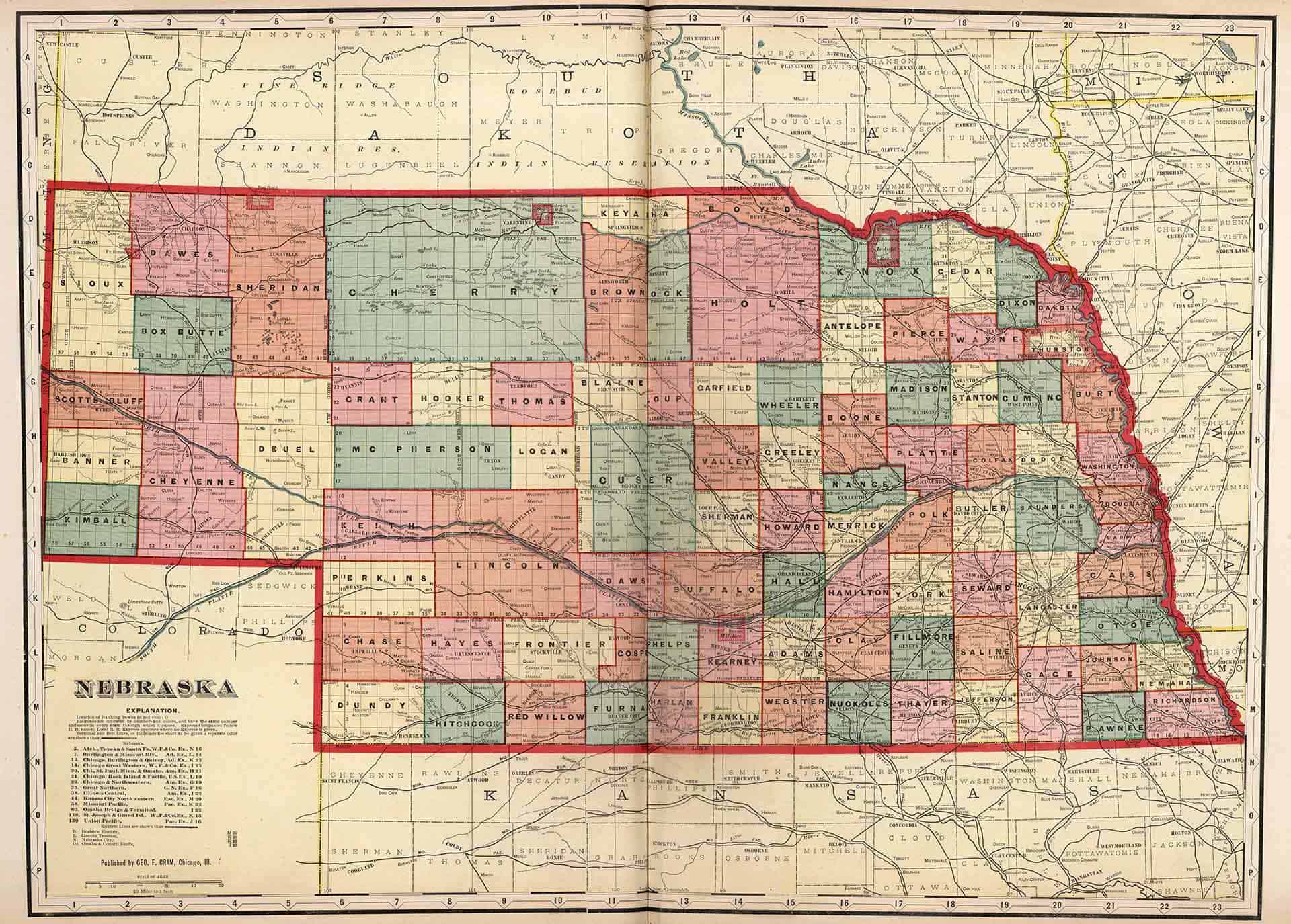 old historical city county and state maps of nebraska