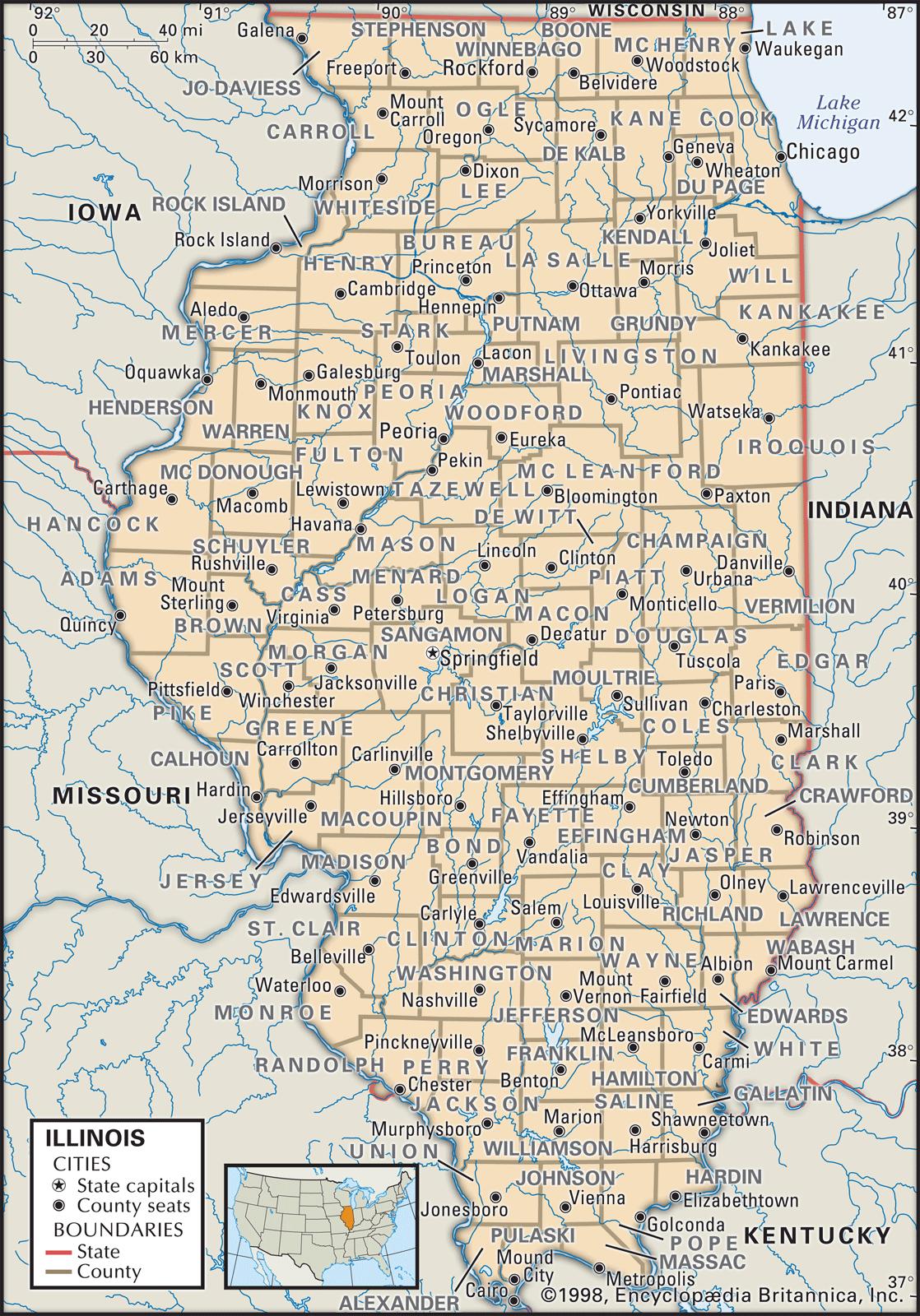 Illinois Road Map Pdf Old Historical City, County And State Maps Of Illinios