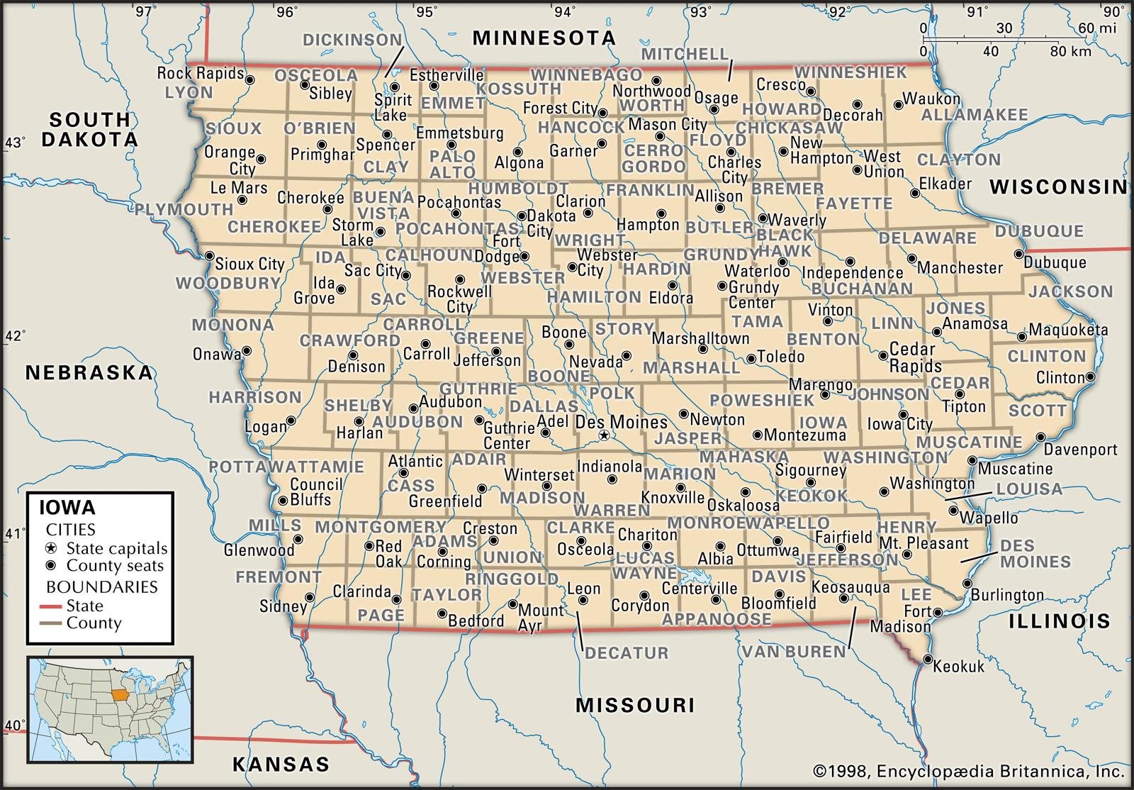 old historical city, county and state maps of iowa