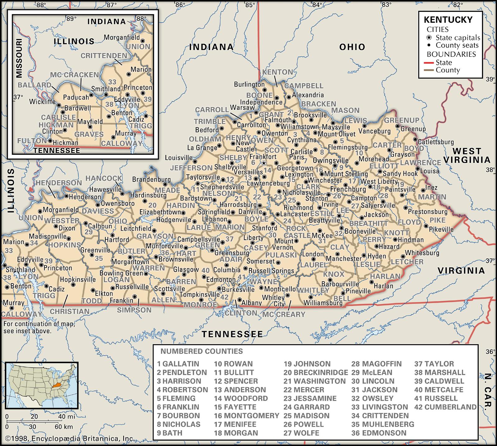 county map of kentucky Old Historical State County And City Maps Of Kentucky