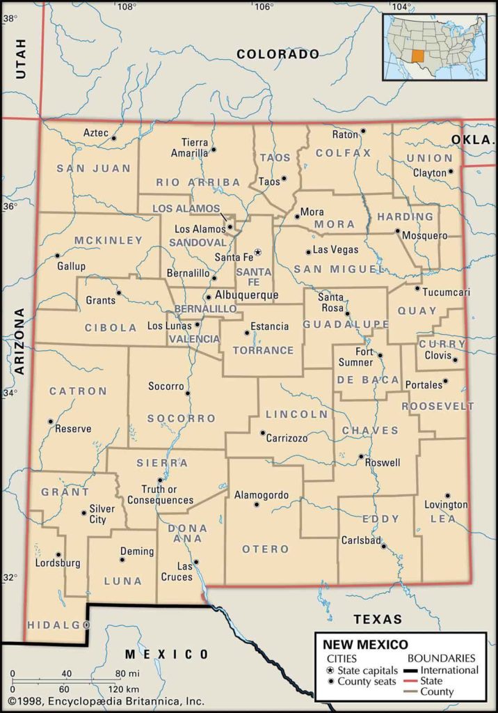 Old Historical City, County and State Maps of New Mexico