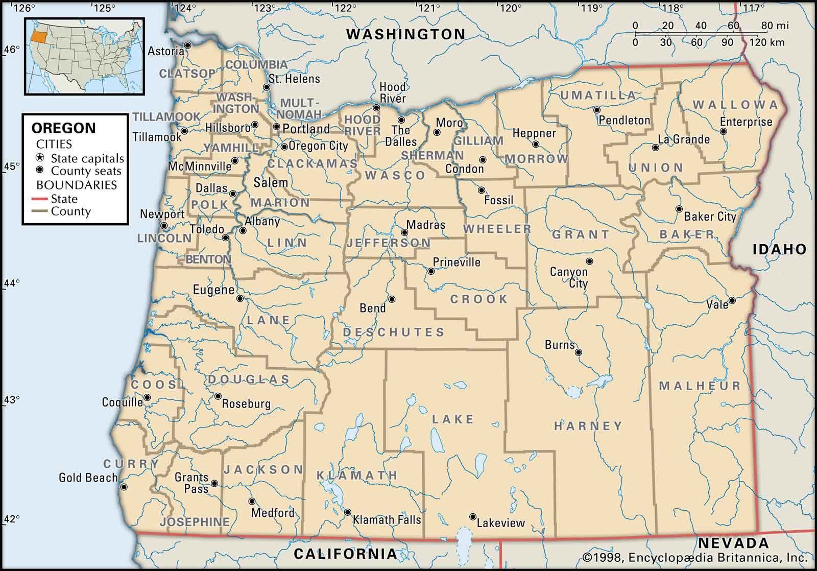 Old Historical City County And State Maps Of Oregon