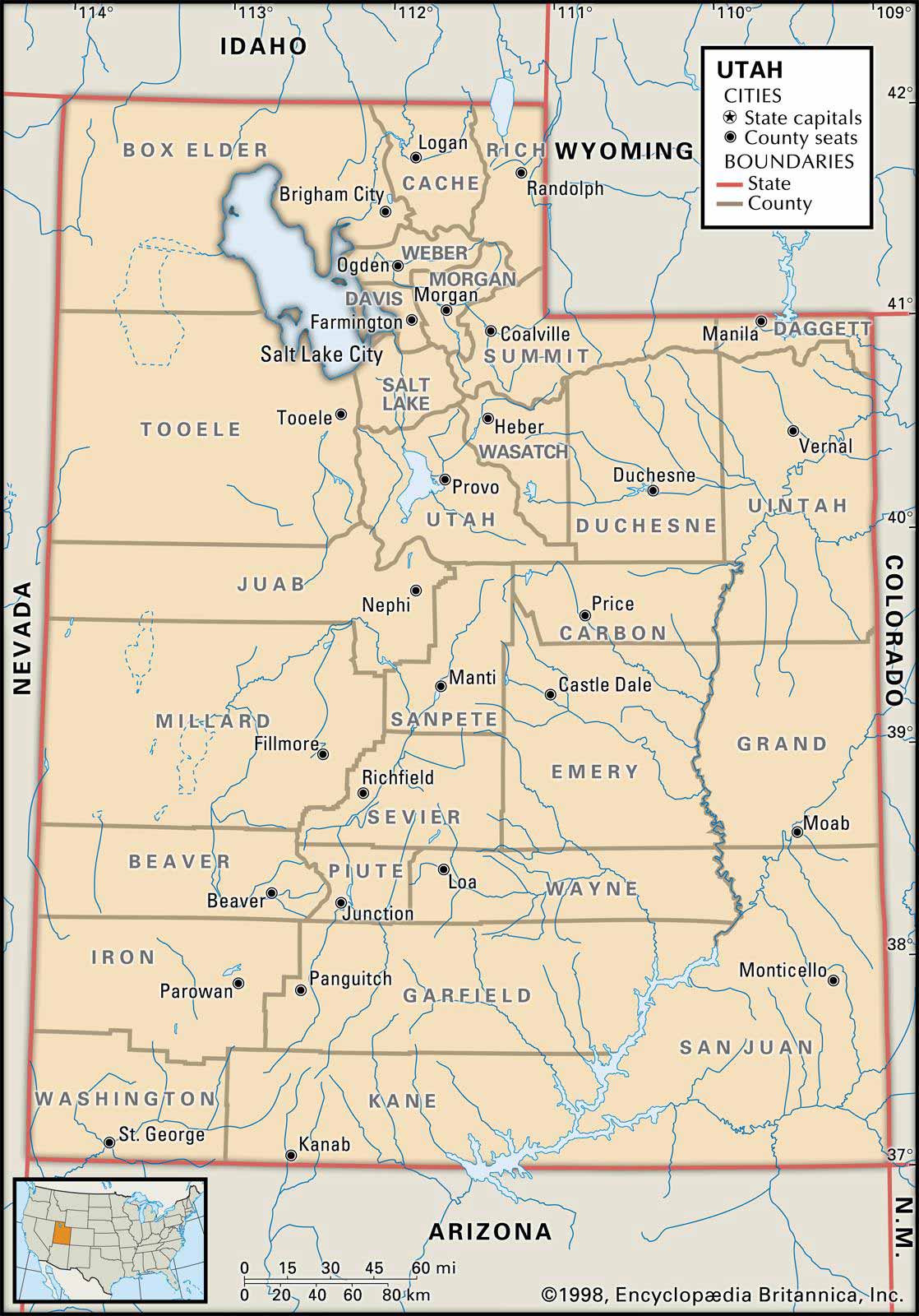 map of counties in utah with cities Old Historical City County And State Maps Of Utah map of counties in utah with cities